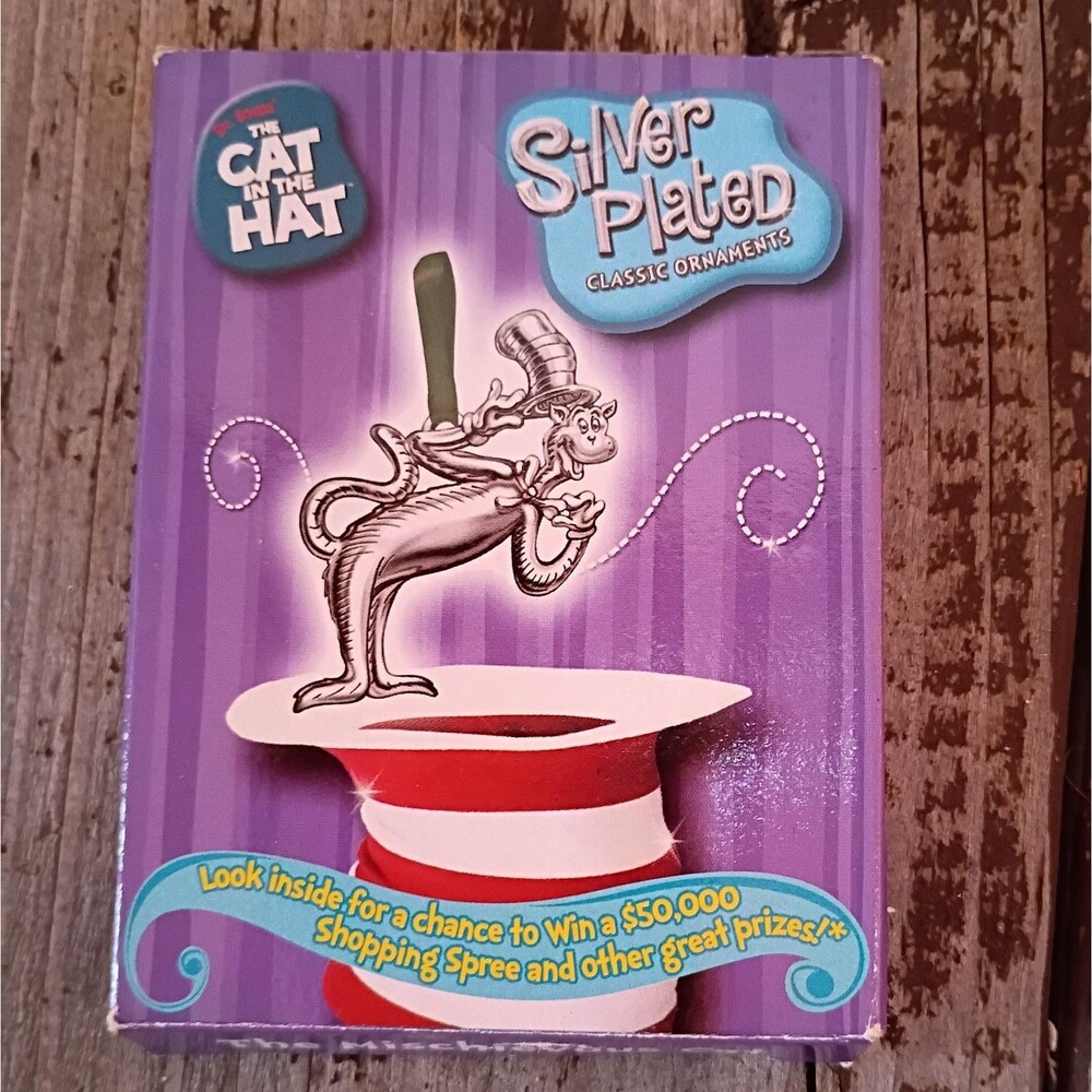 Dr. Seuss Cat In The Hat "The Mischievous Cat" Silver Plated Ornament 2003